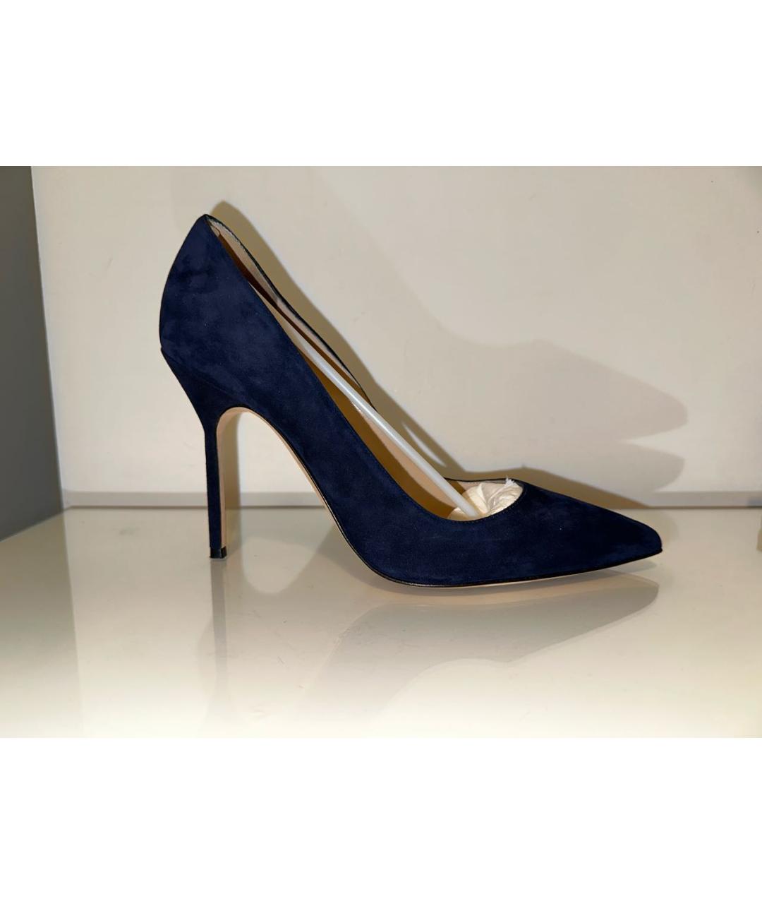 MANOLO BLAHNIK Темно-синие замшевые туфли, фото 4