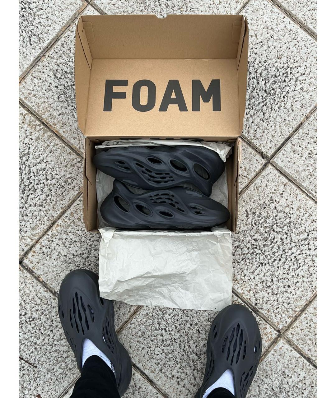 ADIDAS YEEZY Черные резиновые низкие кроссовки / кеды, фото 7