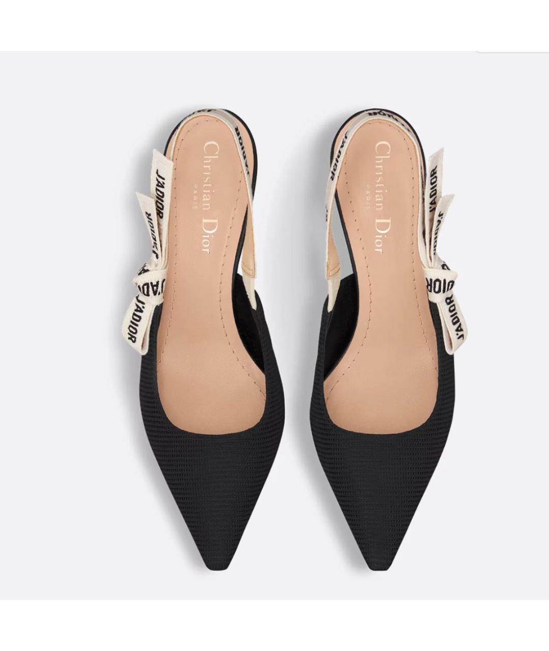 CHRISTIAN DIOR Черные текстильные лодочки на низком каблуке, фото 2