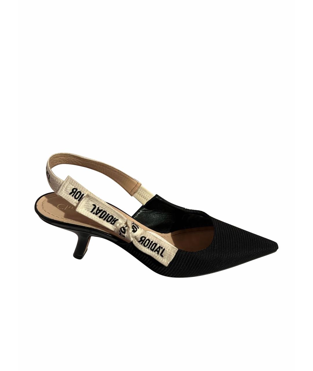 CHRISTIAN DIOR Черные текстильные лодочки на низком каблуке, фото 1