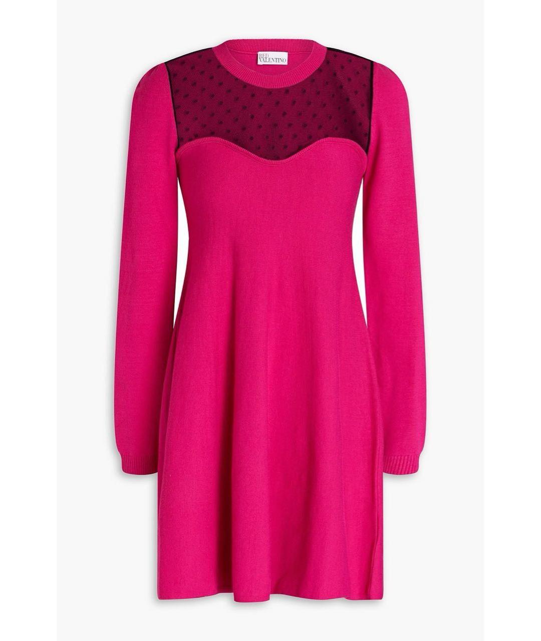 RED VALENTINO Фуксия вискозное повседневное платье, фото 5