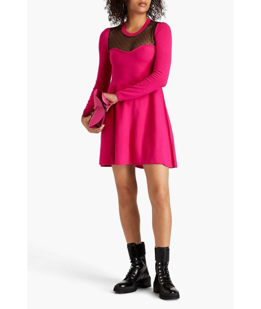 RED VALENTINO Фуксия вискозное повседневное платье, фото 6
