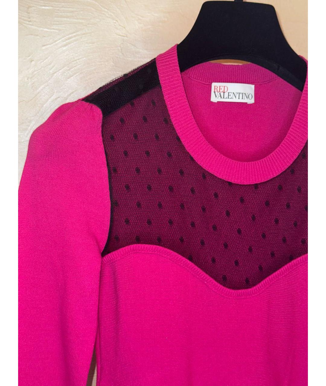 RED VALENTINO Фуксия вискозное повседневное платье, фото 3