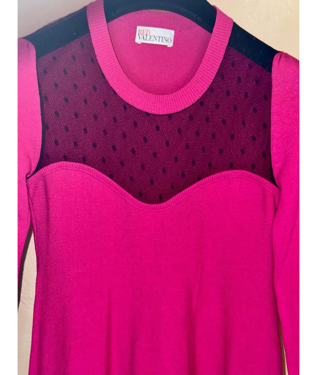 RED VALENTINO Фуксия вискозное повседневное платье, фото 4
