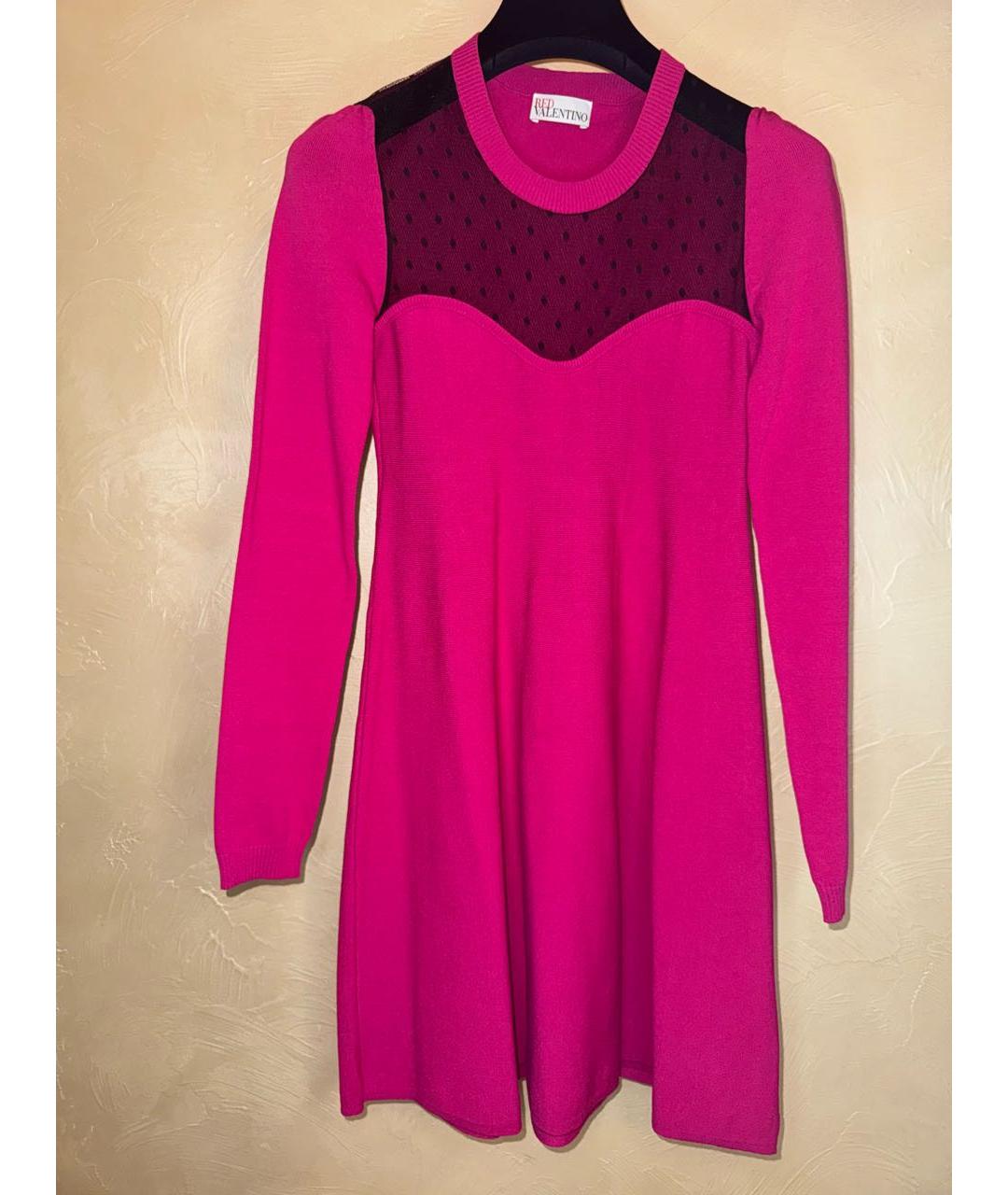 RED VALENTINO Фуксия вискозное повседневное платье, фото 8