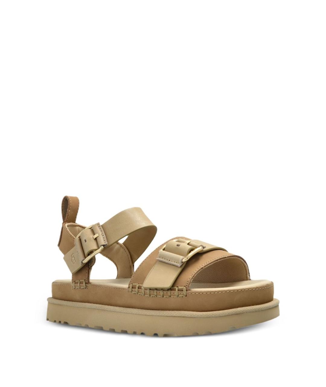UGG AUSTRALIA Бежевые кожаные сандалии, фото 2