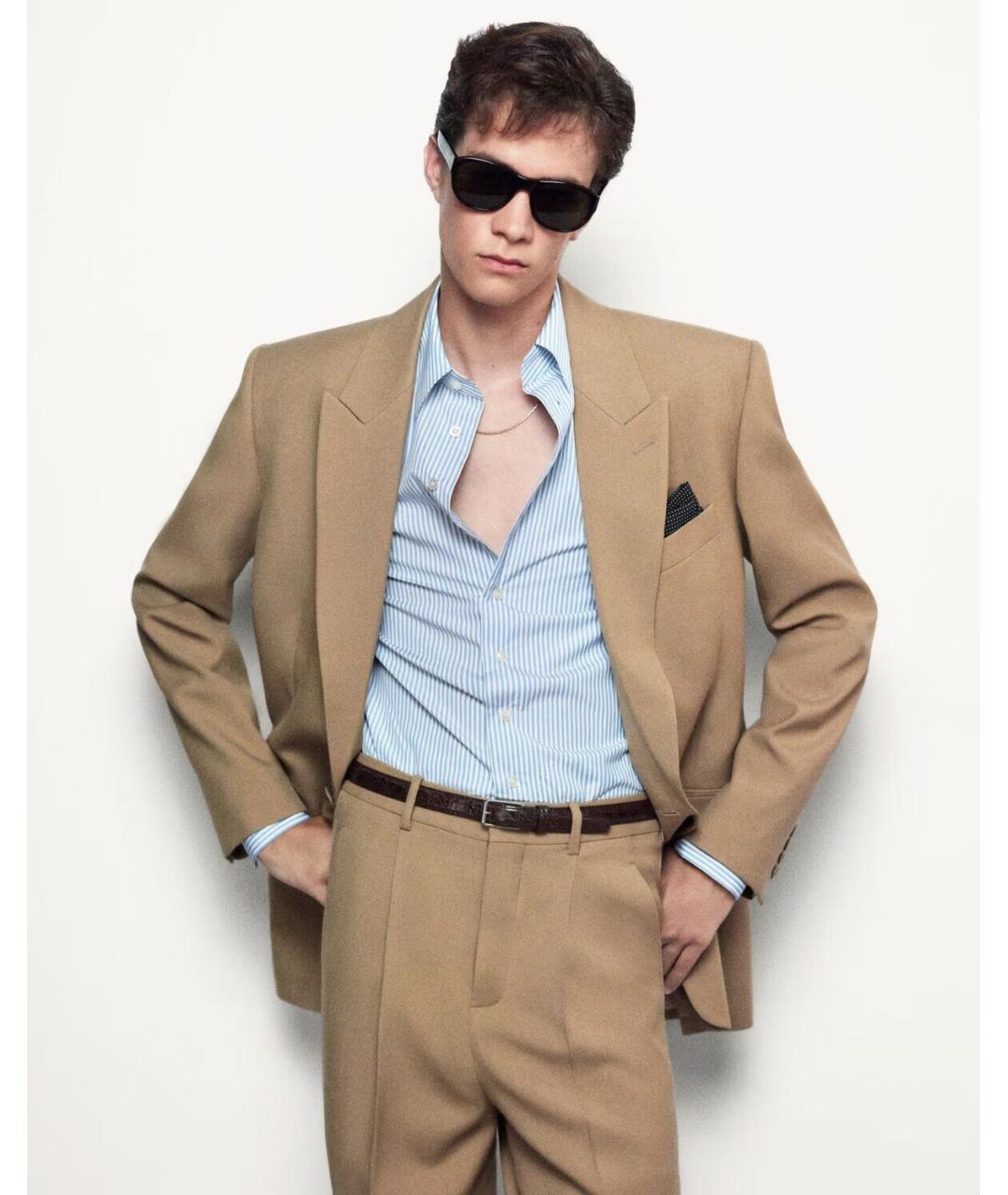 SAINT LAURENT Синяя хлопковая кэжуал рубашка, фото 3