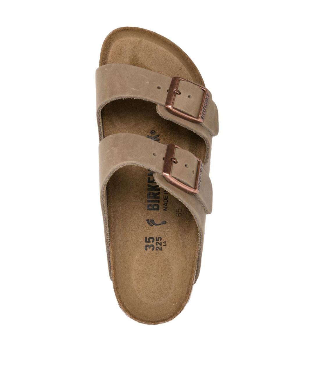 BIRKENSTOCK Бежевые кожаные шлепанцы, фото 4