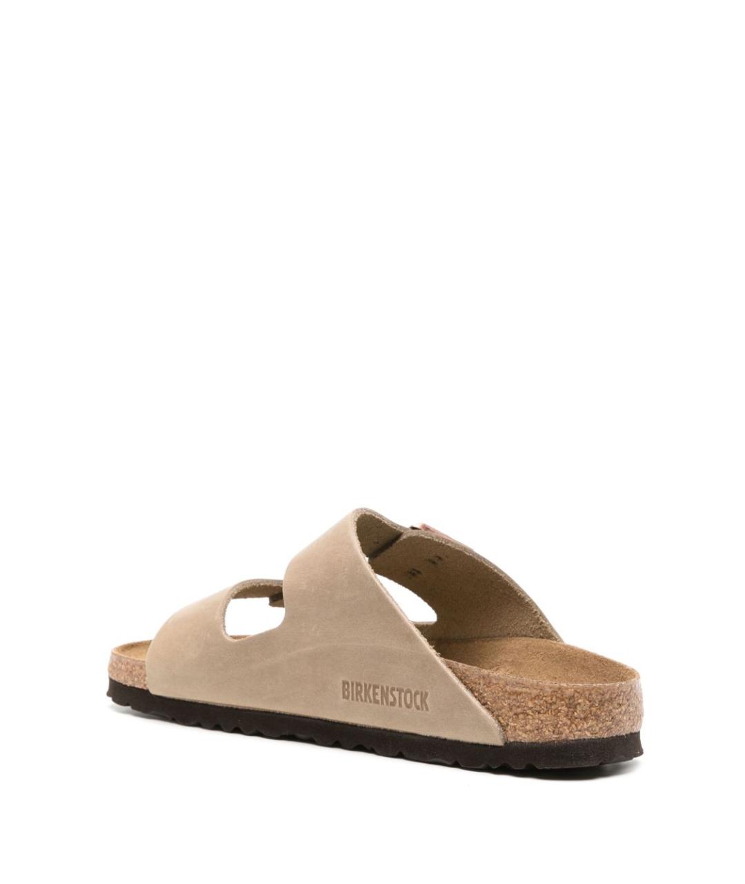 BIRKENSTOCK Бежевые кожаные шлепанцы, фото 2