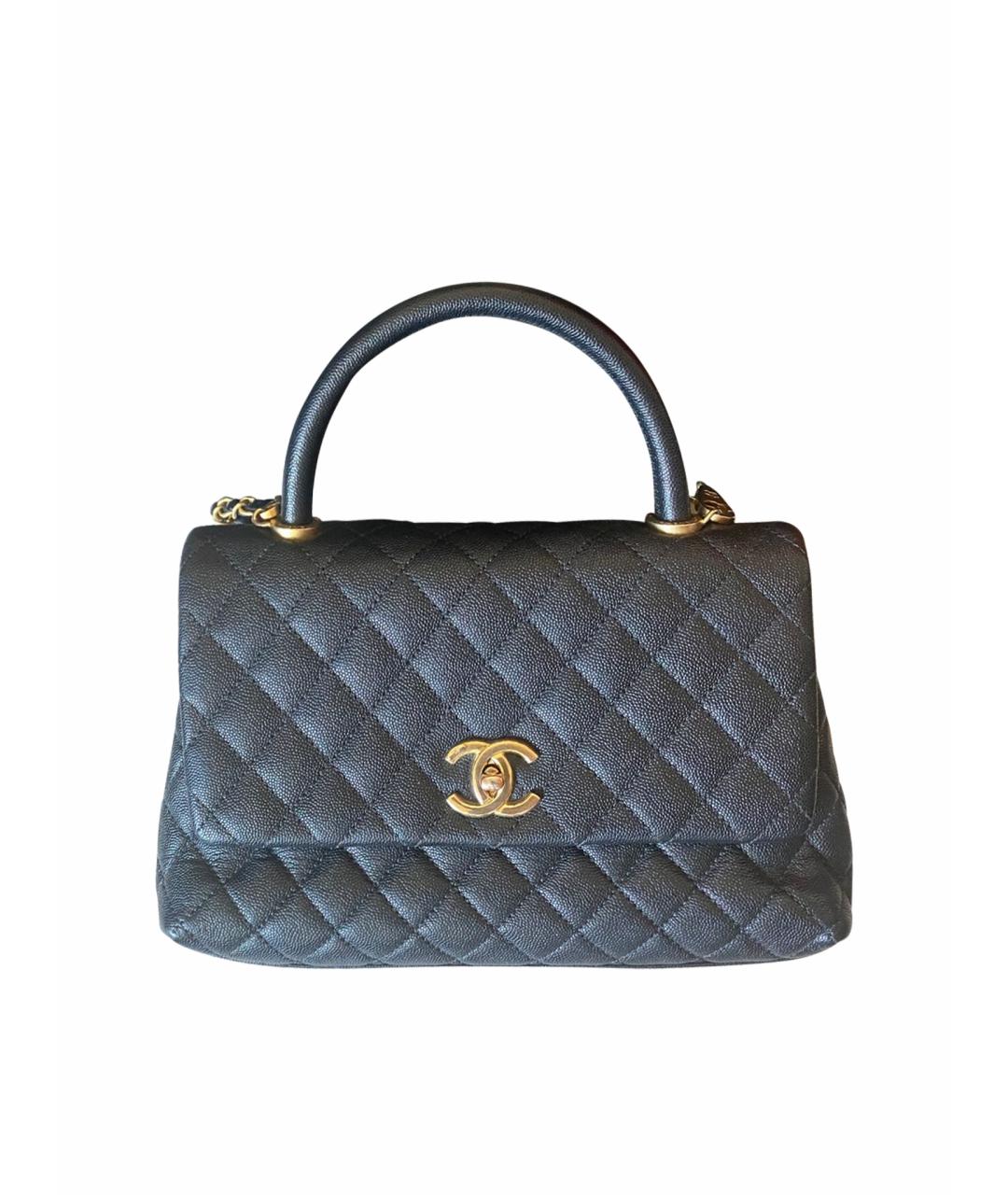 CHANEL Черная кожаная сумка с короткими ручками, фото 1