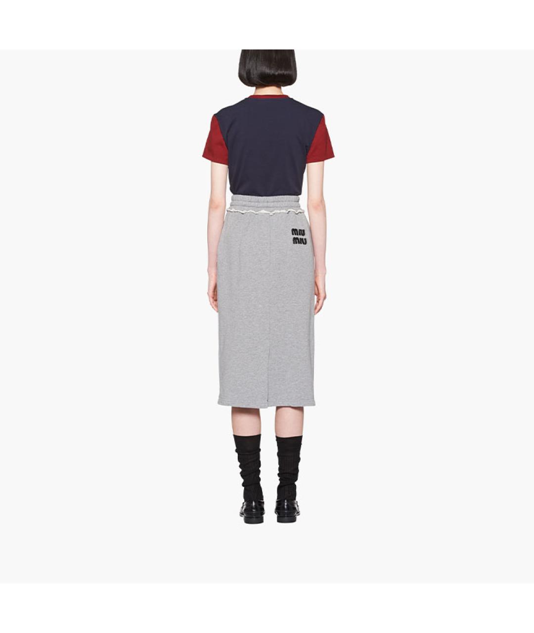 MIU MIU Темно-синяя хлопковая футболка, фото 3