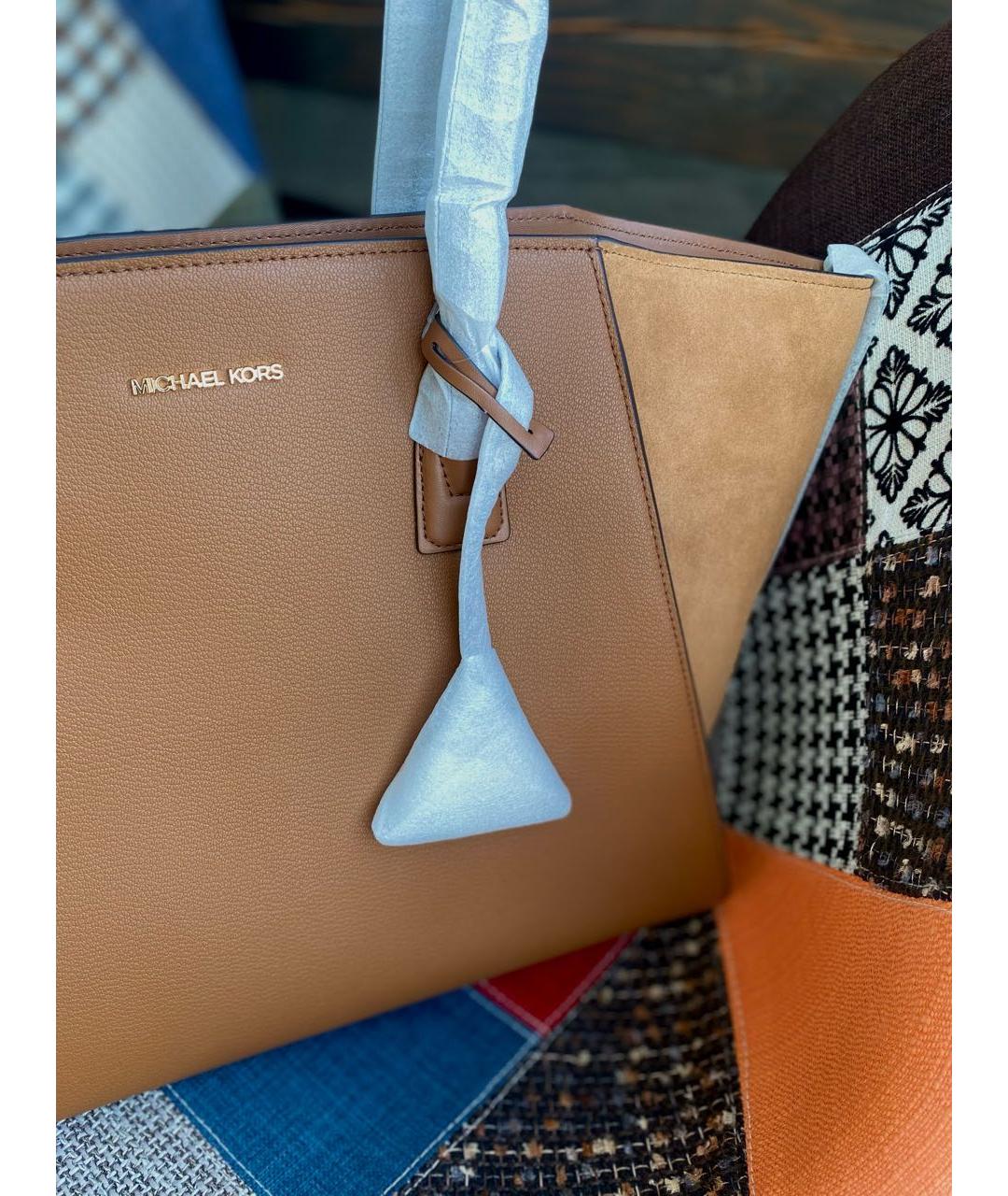 MICHAEL KORS Коричневая кожаная сумка тоут, фото 4