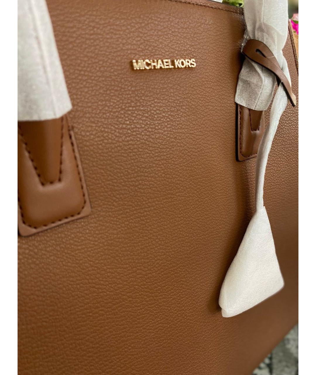 MICHAEL KORS Коричневая кожаная сумка тоут, фото 6