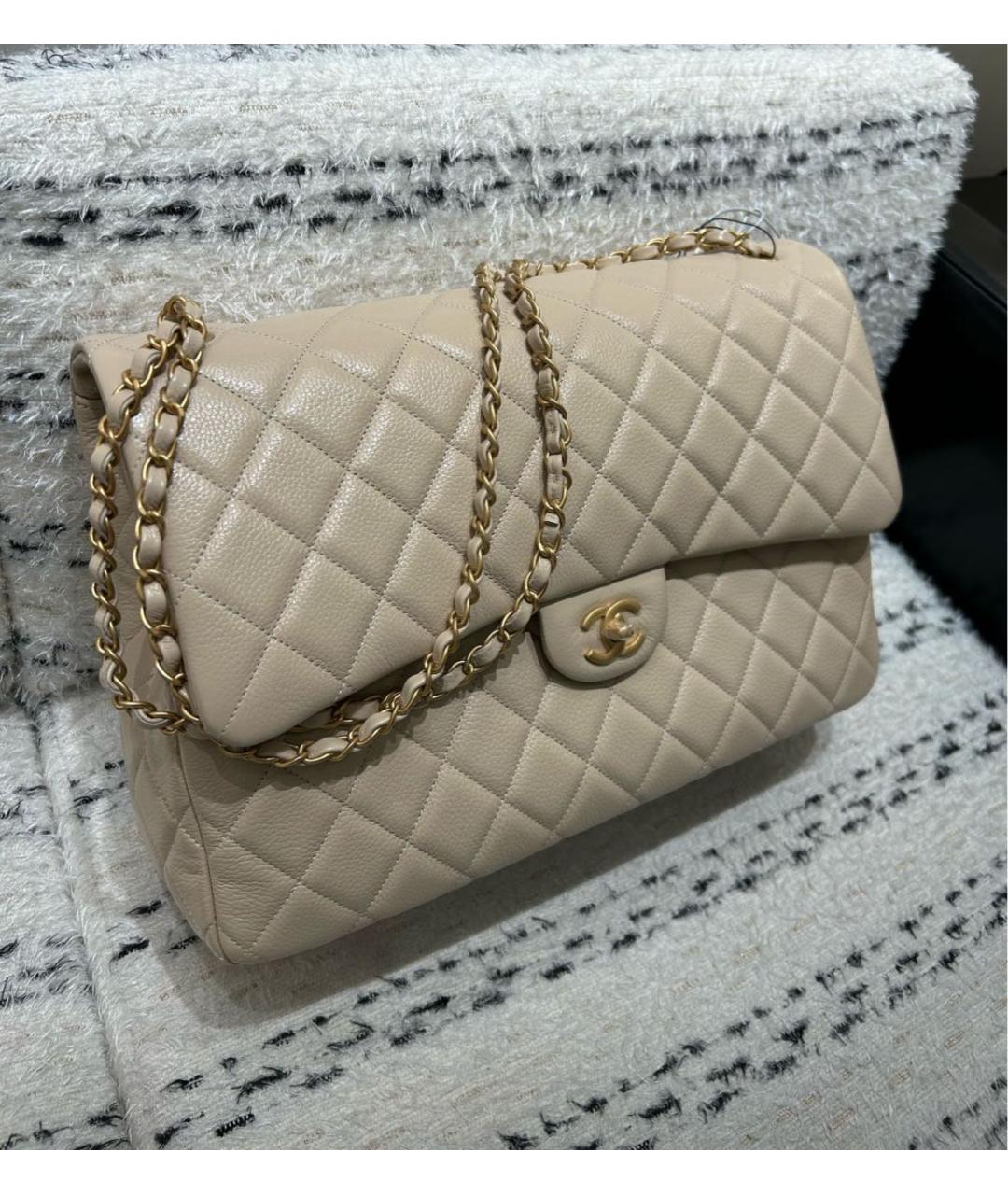 CHANEL Бежевая кожаная сумка тоут, фото 3