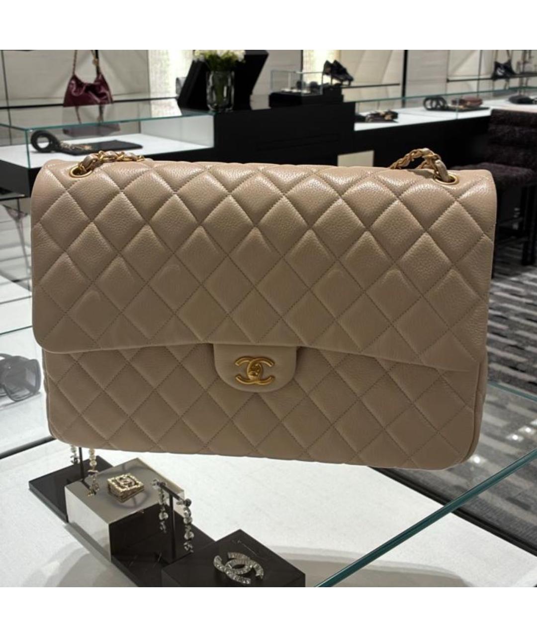 CHANEL Бежевая кожаная сумка тоут, фото 5
