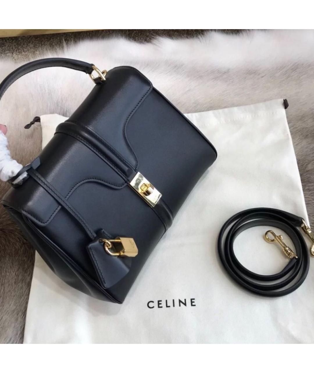 CELINE Черная кожаная сумка с короткими ручками, фото 4