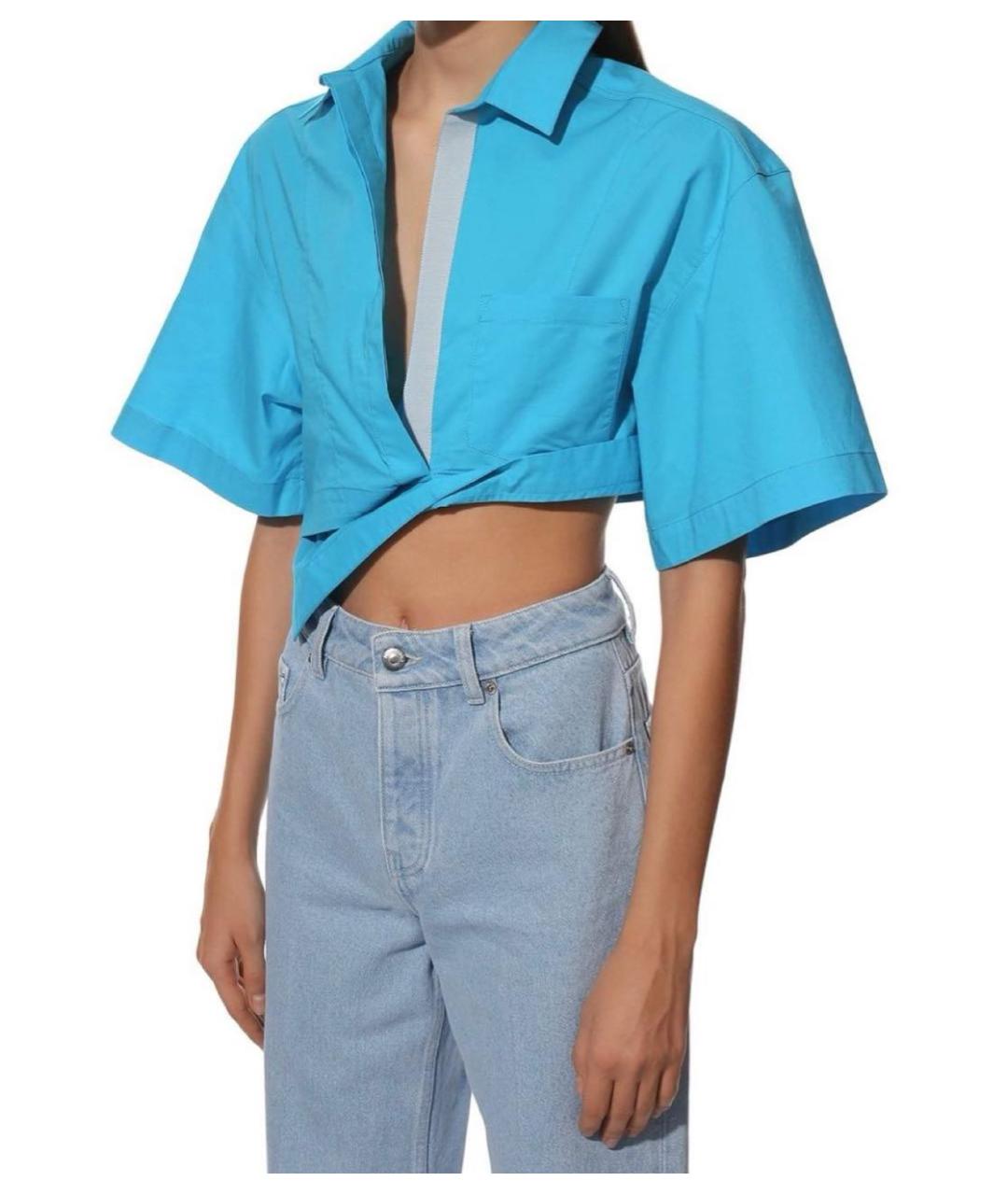 JACQUEMUS Голубая хлопковая рубашка, фото 4