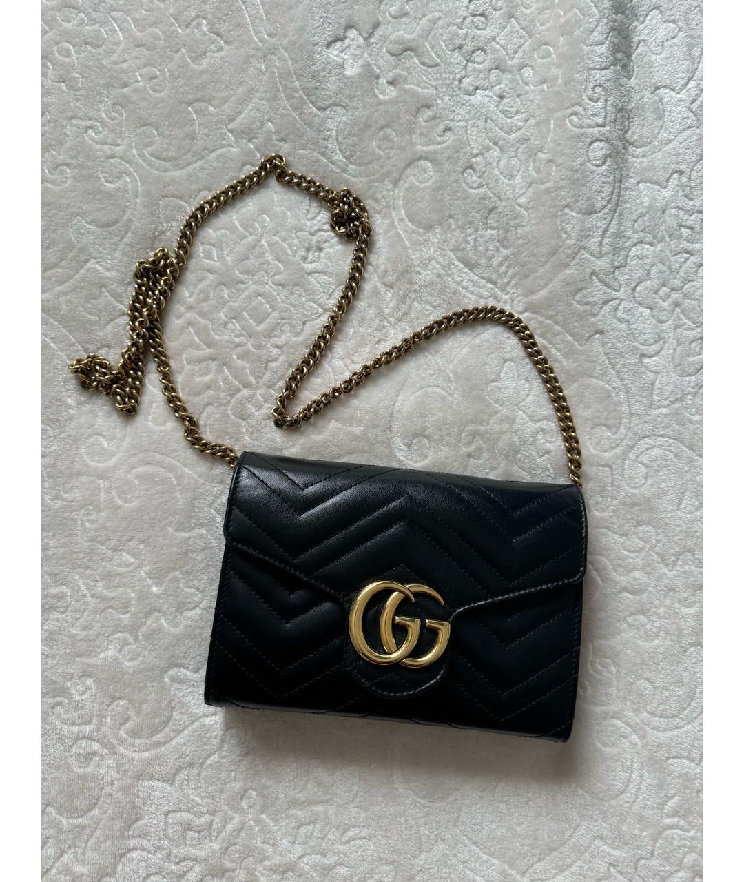 GUCCI Черная кожаная сумка через плечо, фото 5