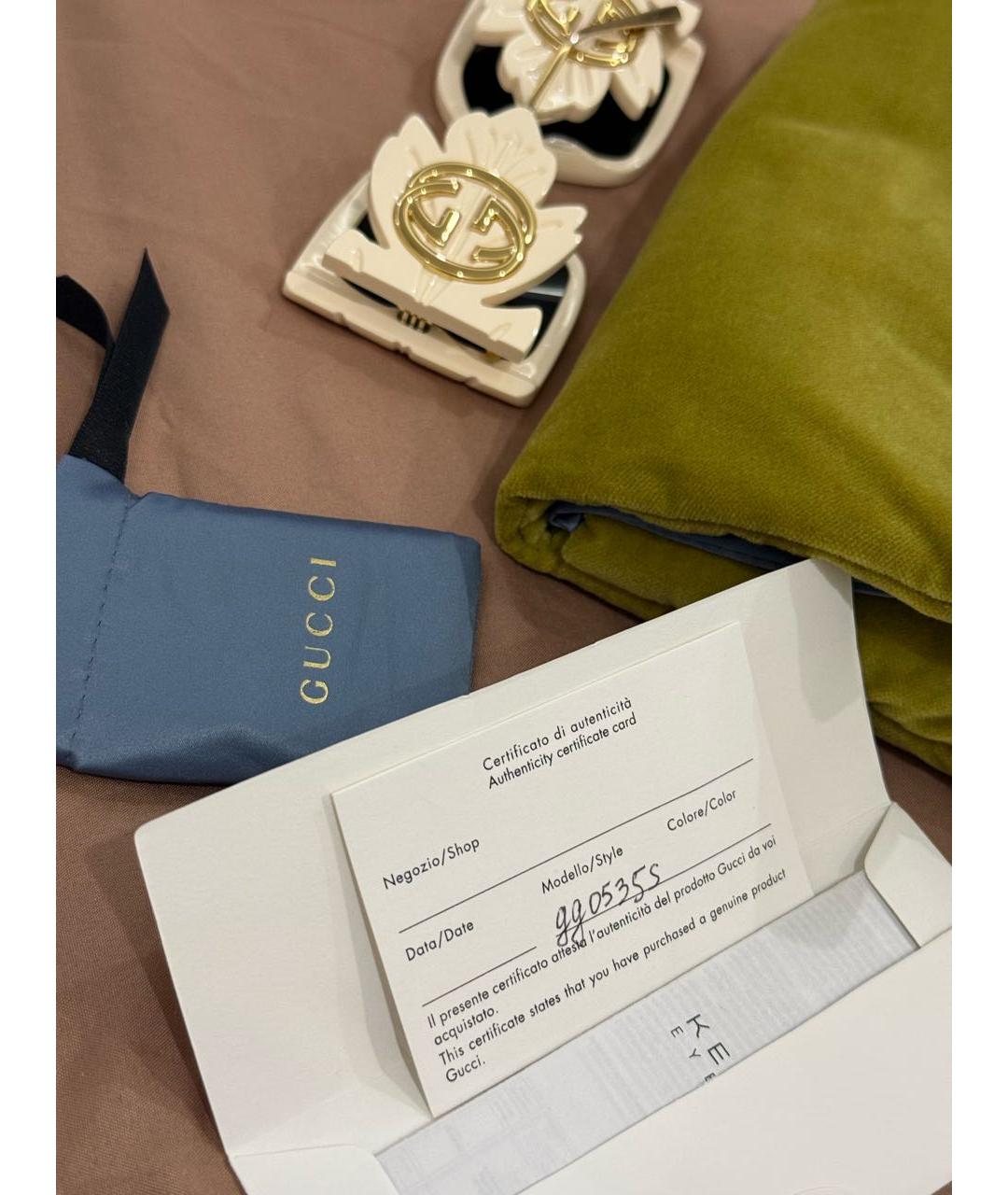 GUCCI Бежевые пластиковые солнцезащитные очки, фото 5