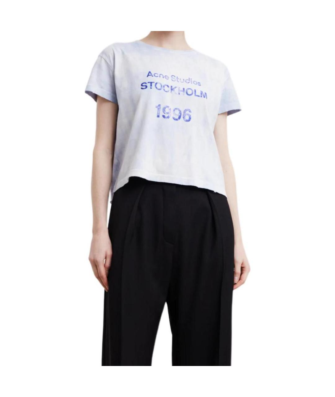 ACNE STUDIOS Голубая хлопковая футболка, фото 3