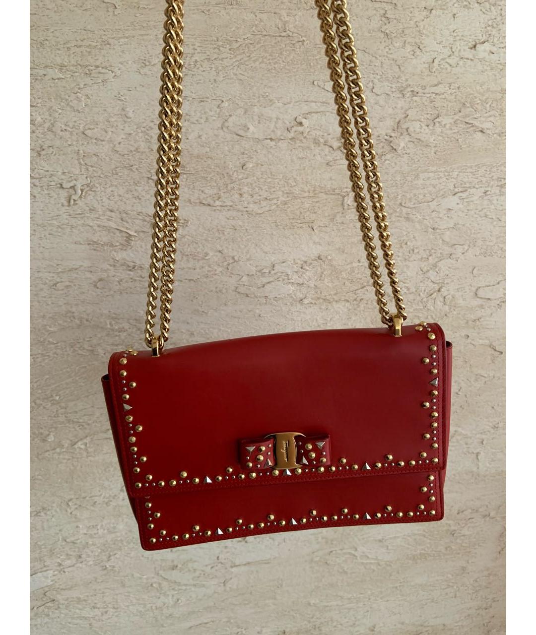 FERRAGAMO Красная кожаная сумка через плечо, фото 4