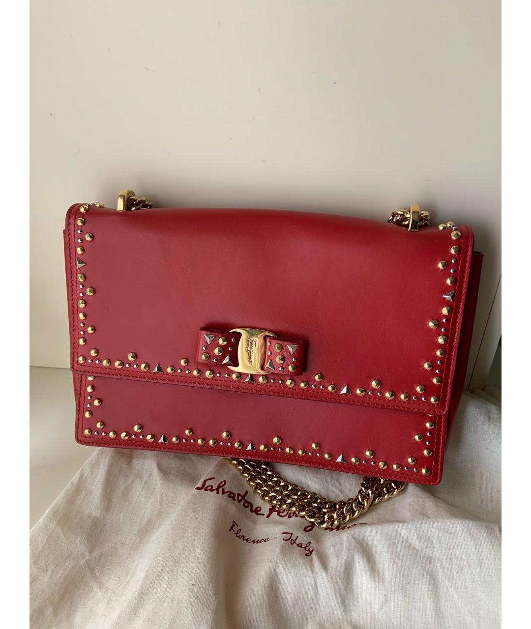 FERRAGAMO Красная кожаная сумка через плечо, фото 3