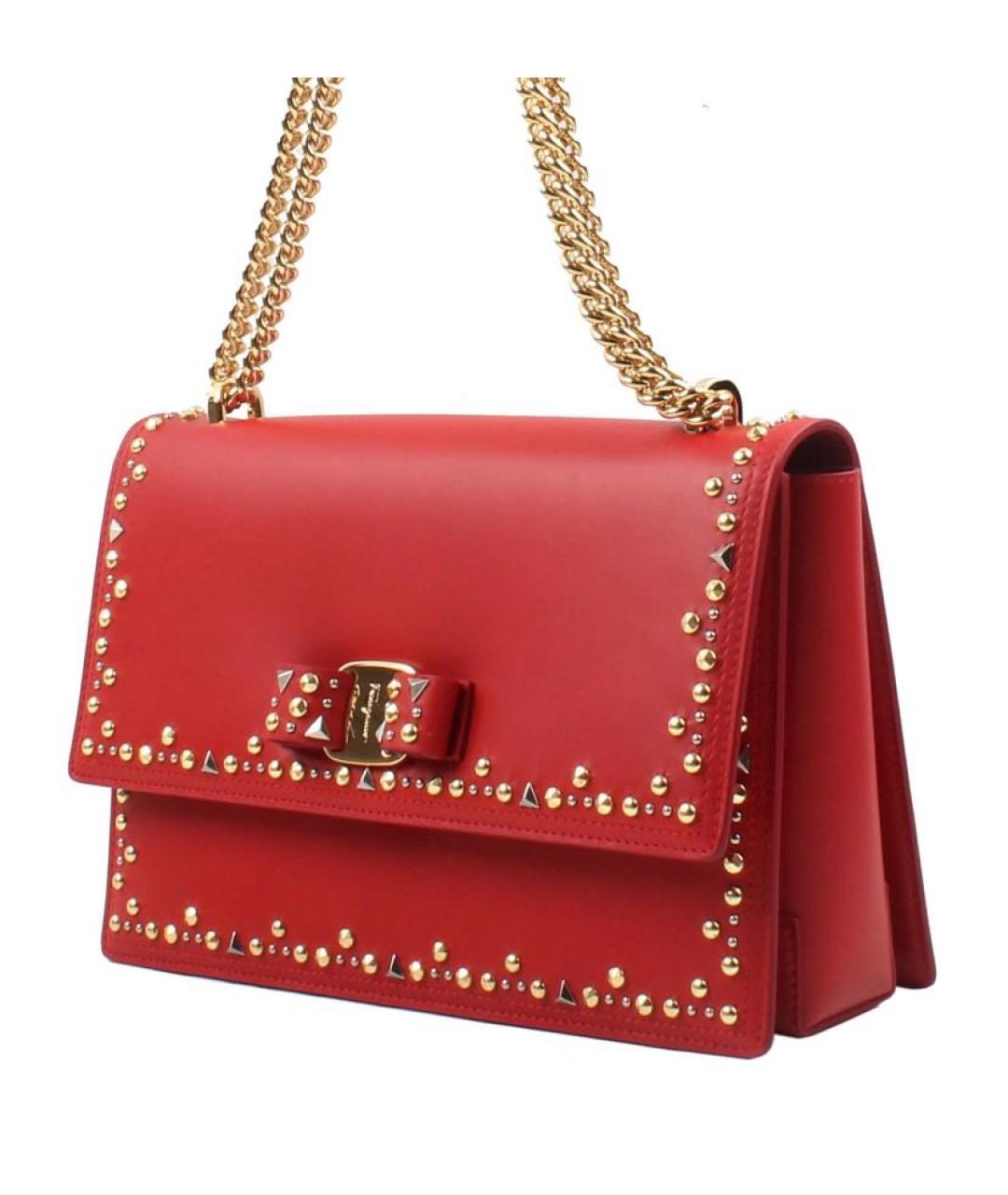 FERRAGAMO Красная кожаная сумка через плечо, фото 2