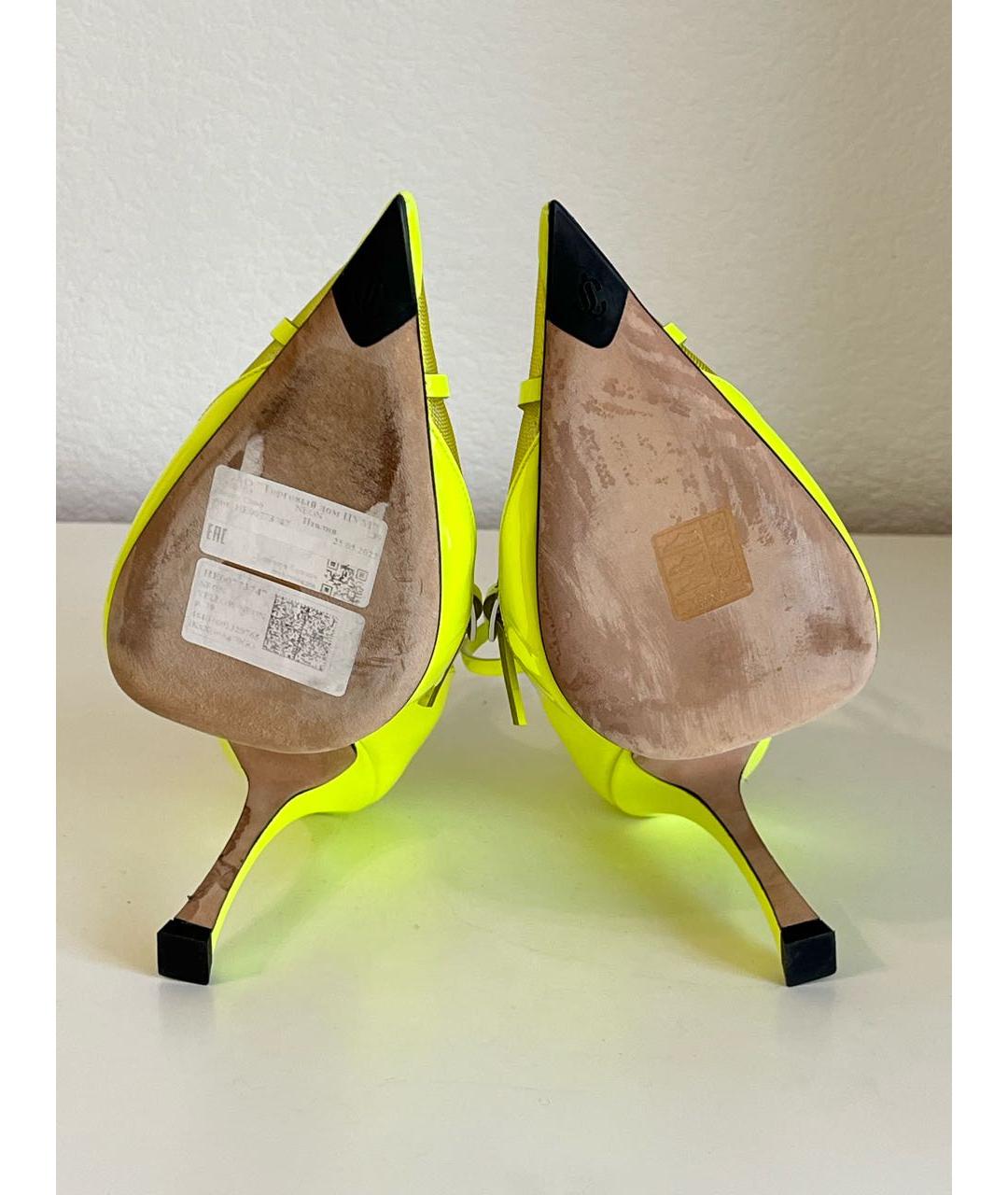 JIMMY CHOO Желтые туфли из лакированной кожи, фото 6