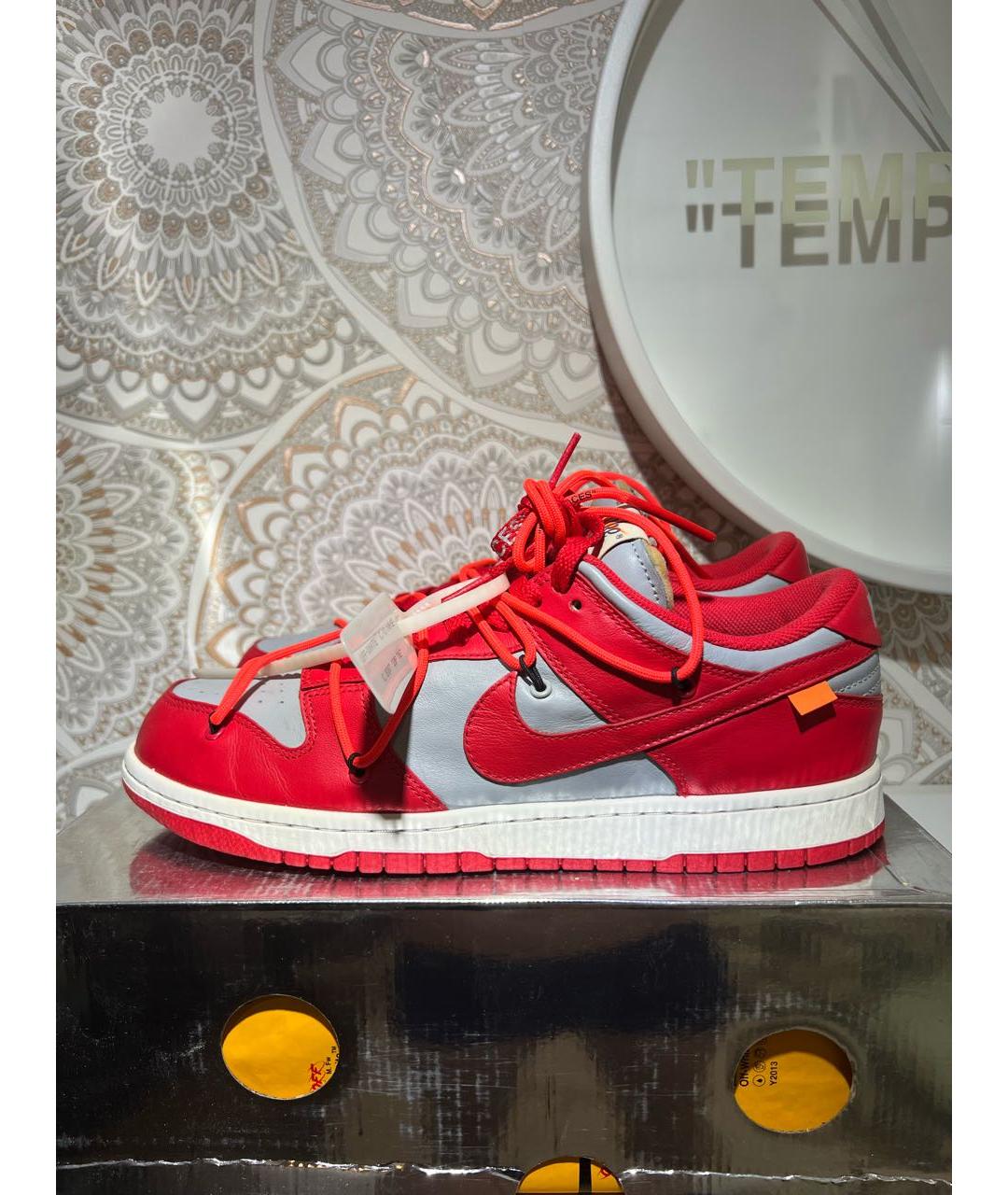 NIKE X OFF-WHITE Красные кожаные низкие кроссовки / кеды, фото 2