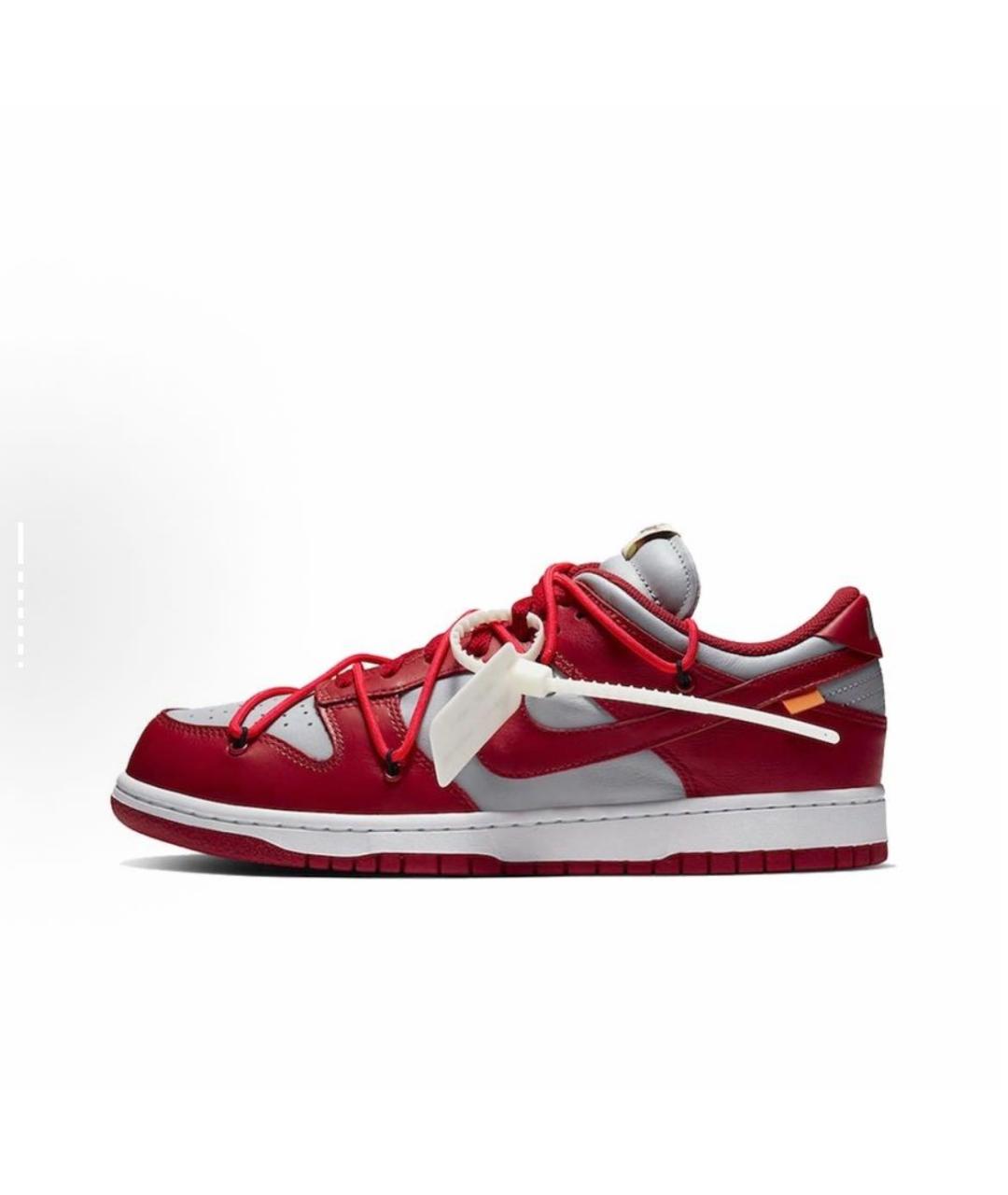 NIKE X OFF-WHITE Красные кожаные низкие кроссовки / кеды, фото 8