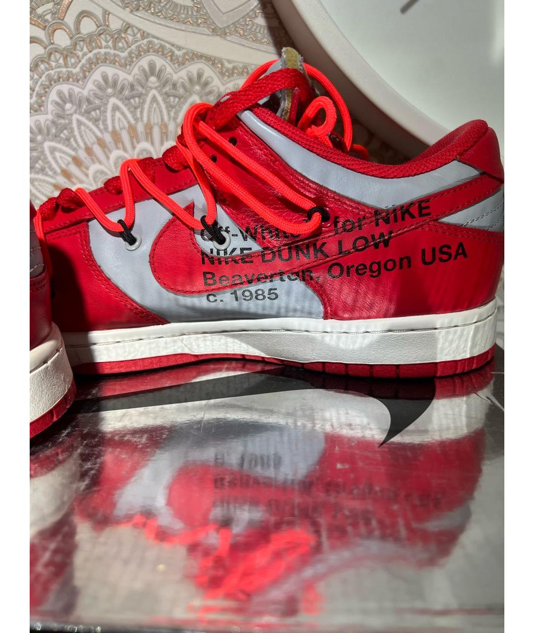 NIKE X OFF-WHITE Красные кожаные низкие кроссовки / кеды, фото 4