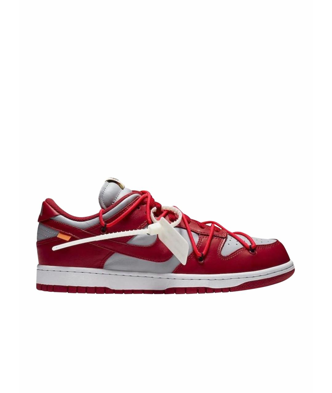 NIKE X OFF-WHITE Красные кожаные низкие кроссовки / кеды, фото 1
