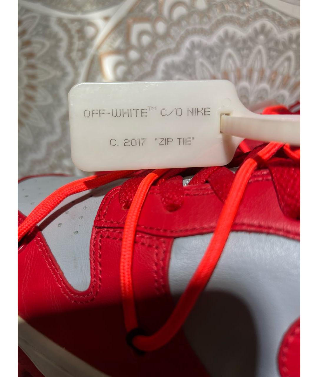 NIKE X OFF-WHITE Красные кожаные низкие кроссовки / кеды, фото 5