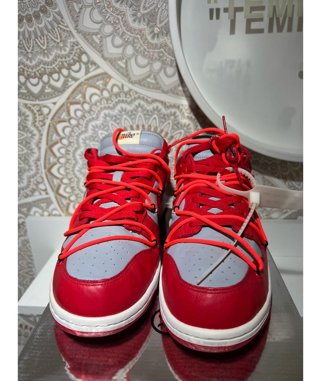 NIKE X OFF-WHITE Красные кожаные низкие кроссовки / кеды, фото 3