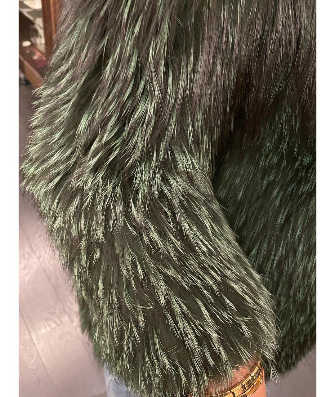 SYLVIE SCHIMMEL Зеленая меховая шуба, фото 3
