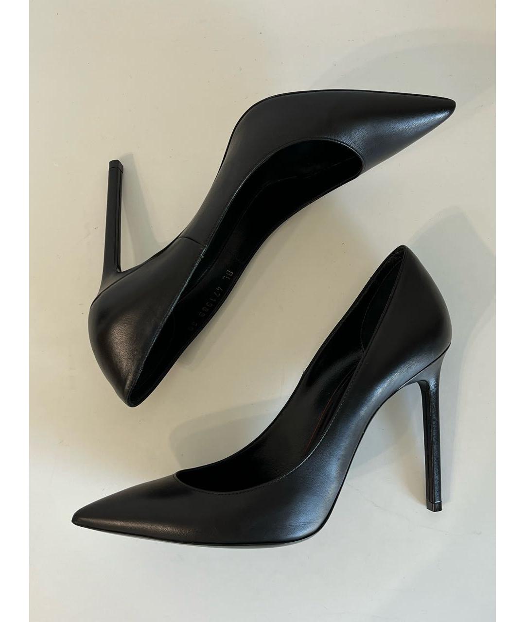 SAINT LAURENT Черные кожаные туфли, фото 3