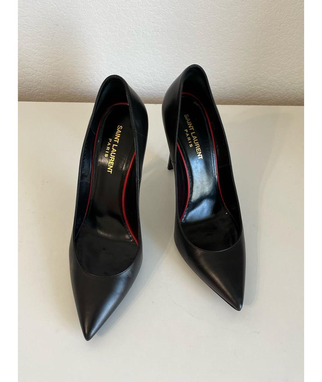 SAINT LAURENT Черные кожаные туфли, фото 2