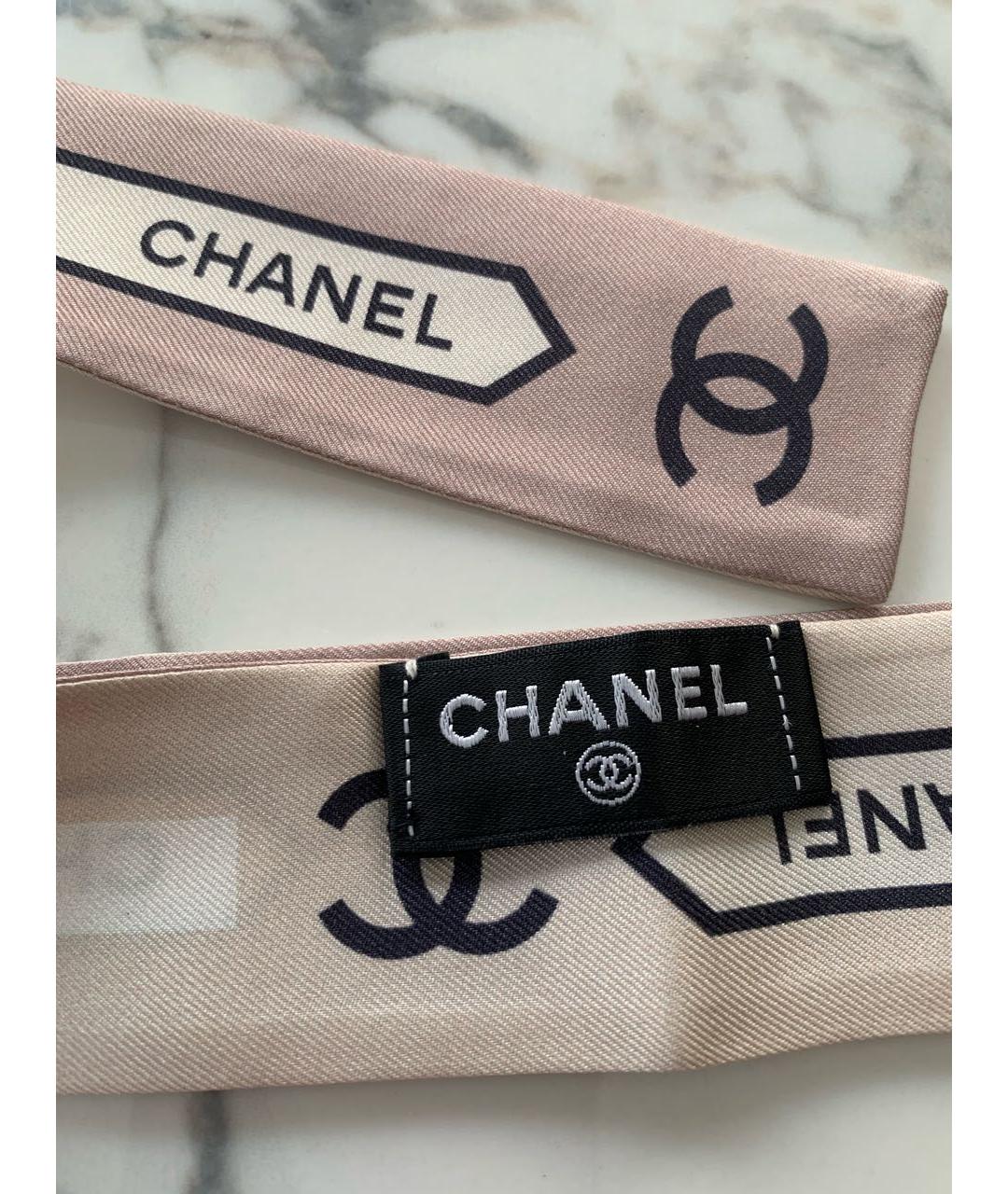 CHANEL Розовый шелковый шарф, фото 5