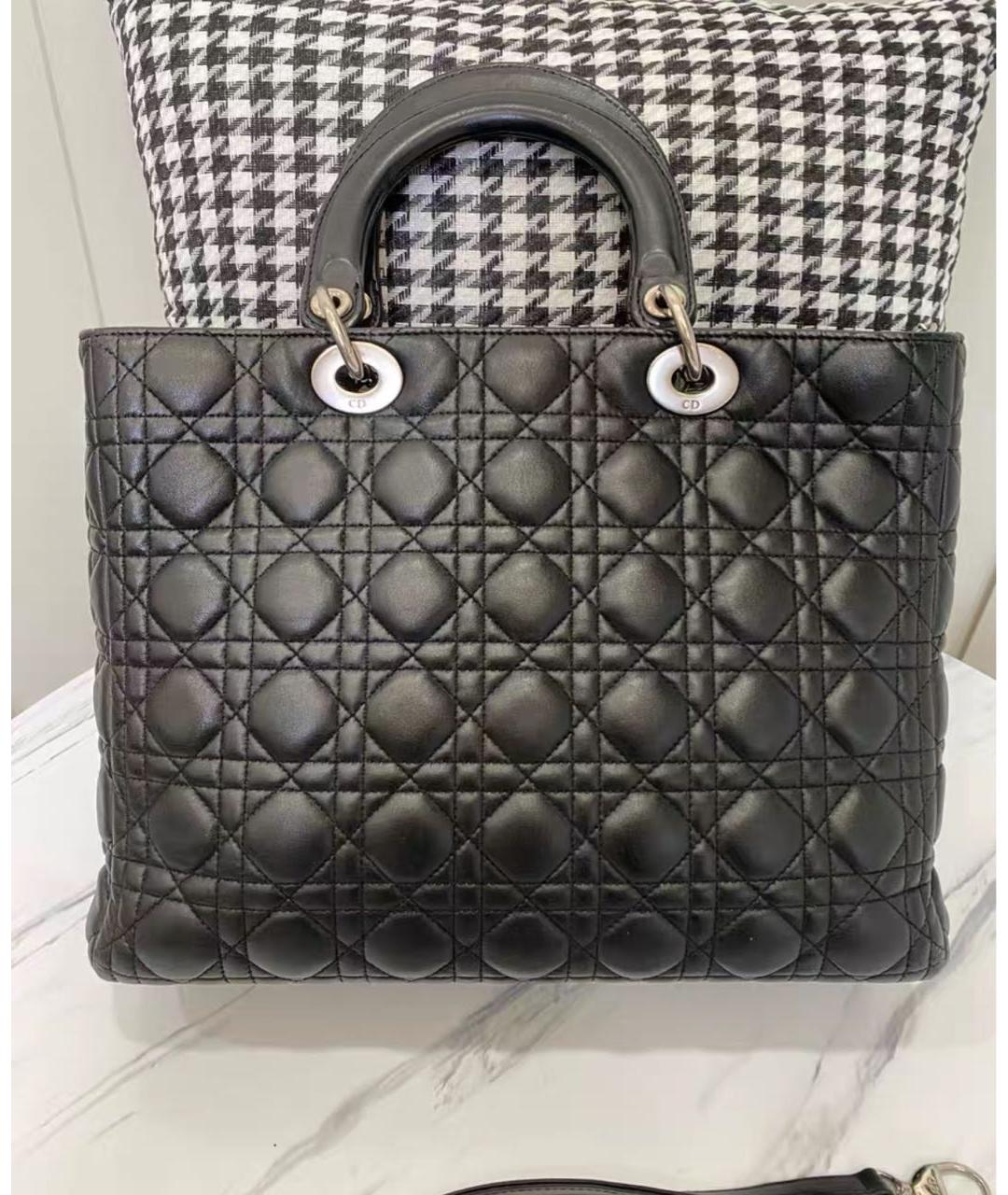CHRISTIAN DIOR Черная кожаная сумка с короткими ручками, фото 3