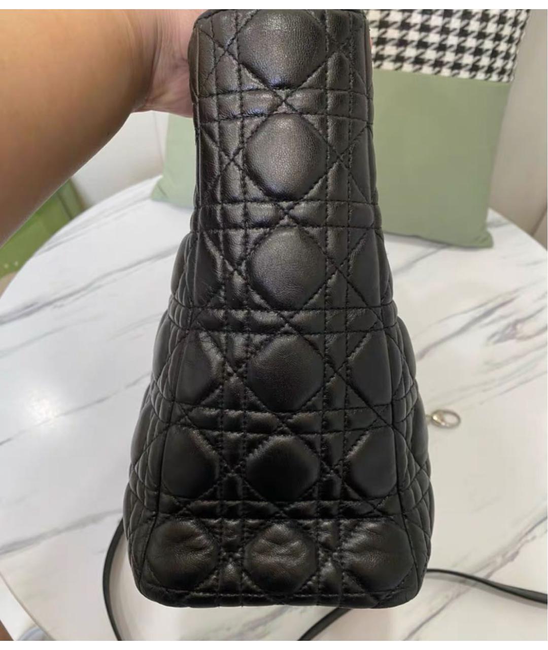 CHRISTIAN DIOR Черная кожаная сумка с короткими ручками, фото 4