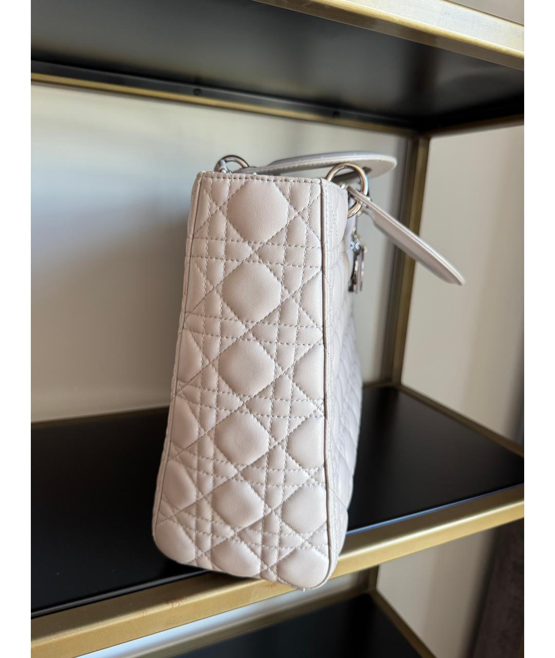CHRISTIAN DIOR Серая кожаная сумка с короткими ручками, фото 2