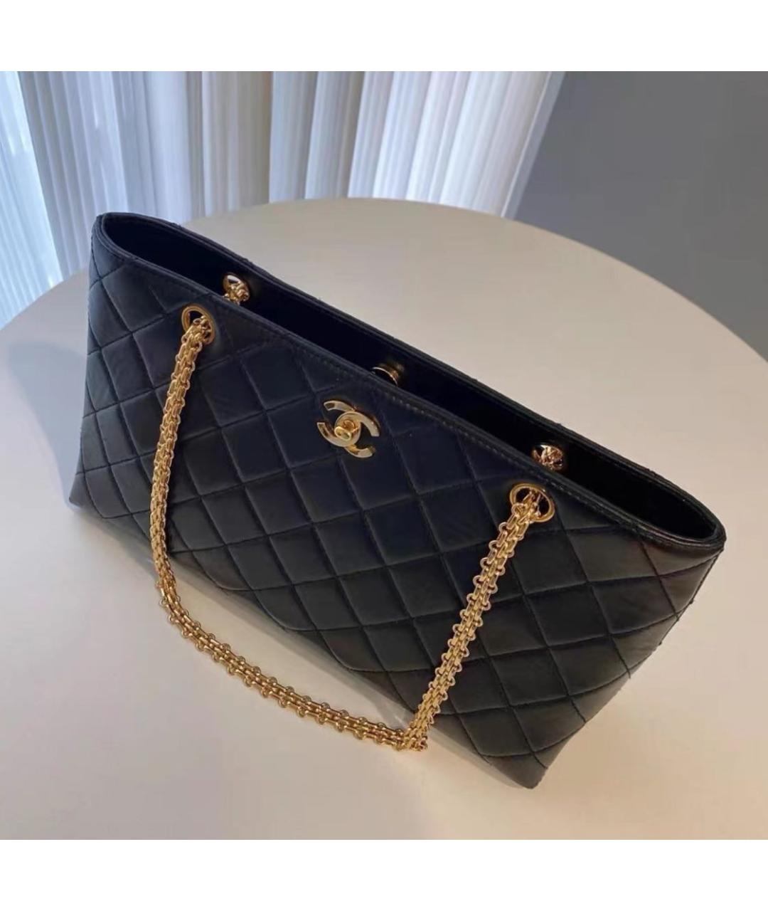 CHANEL Черная кожаная сумка тоут, фото 3