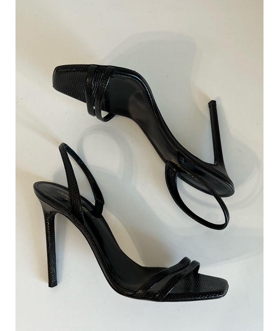 SAINT LAURENT Черные кожаные босоножки, фото 3