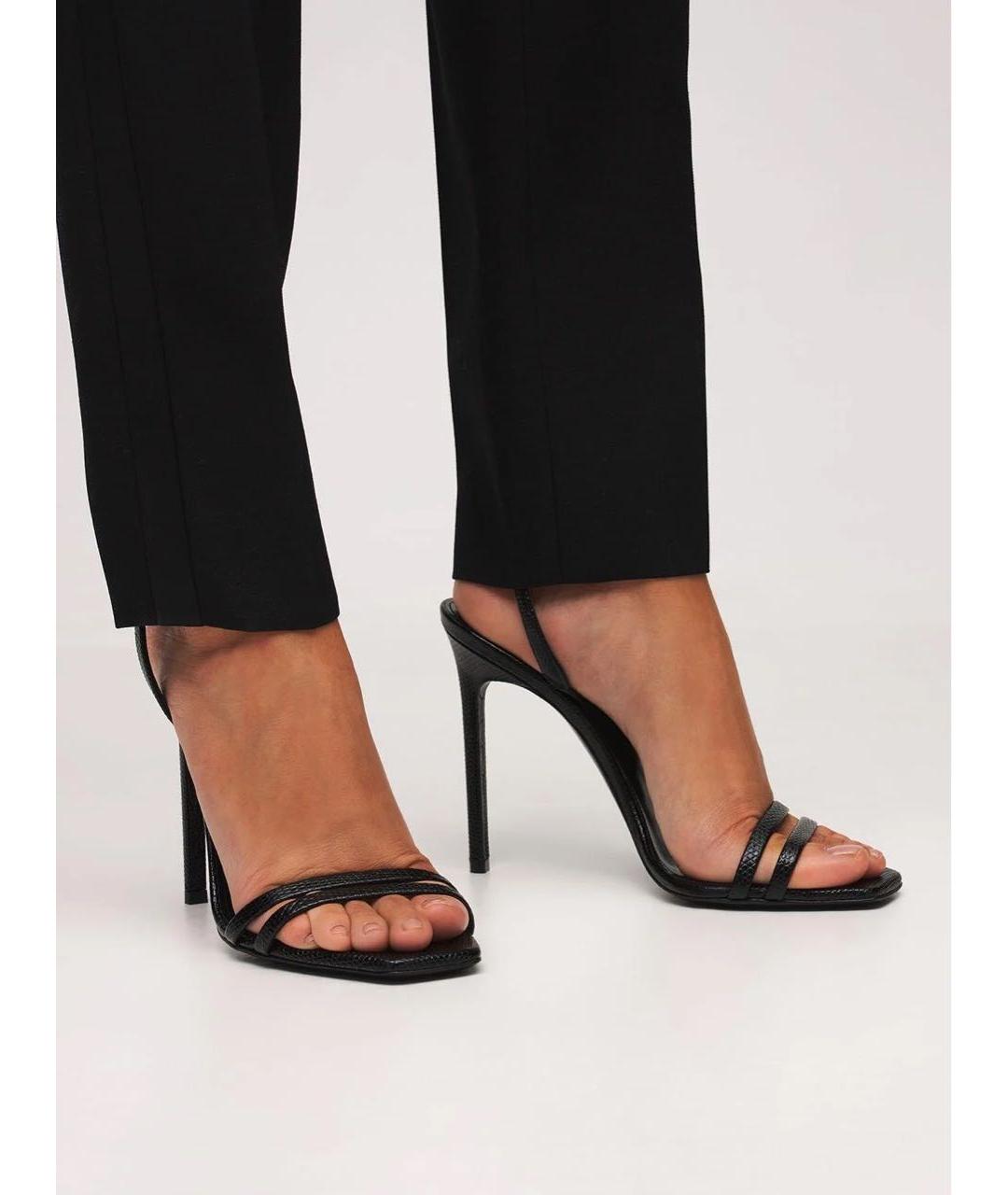 SAINT LAURENT Черные кожаные босоножки, фото 5