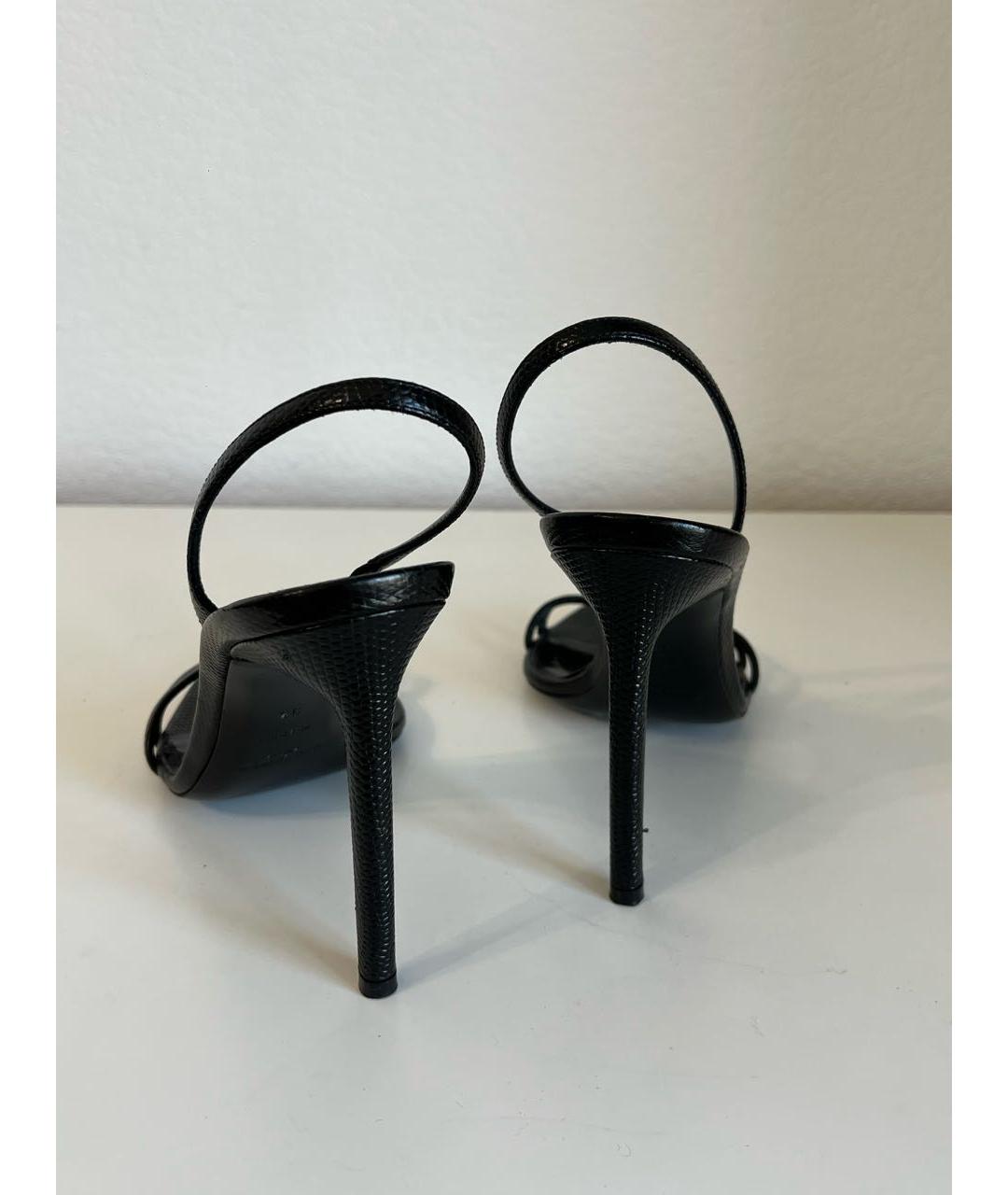 SAINT LAURENT Черные кожаные босоножки, фото 4