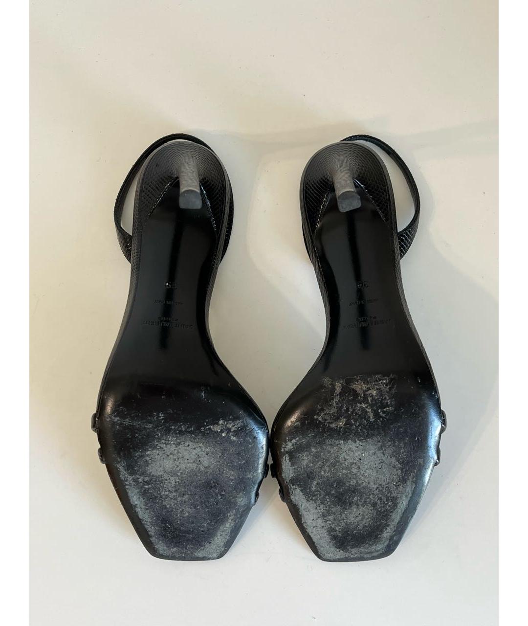 SAINT LAURENT Черные кожаные босоножки, фото 6