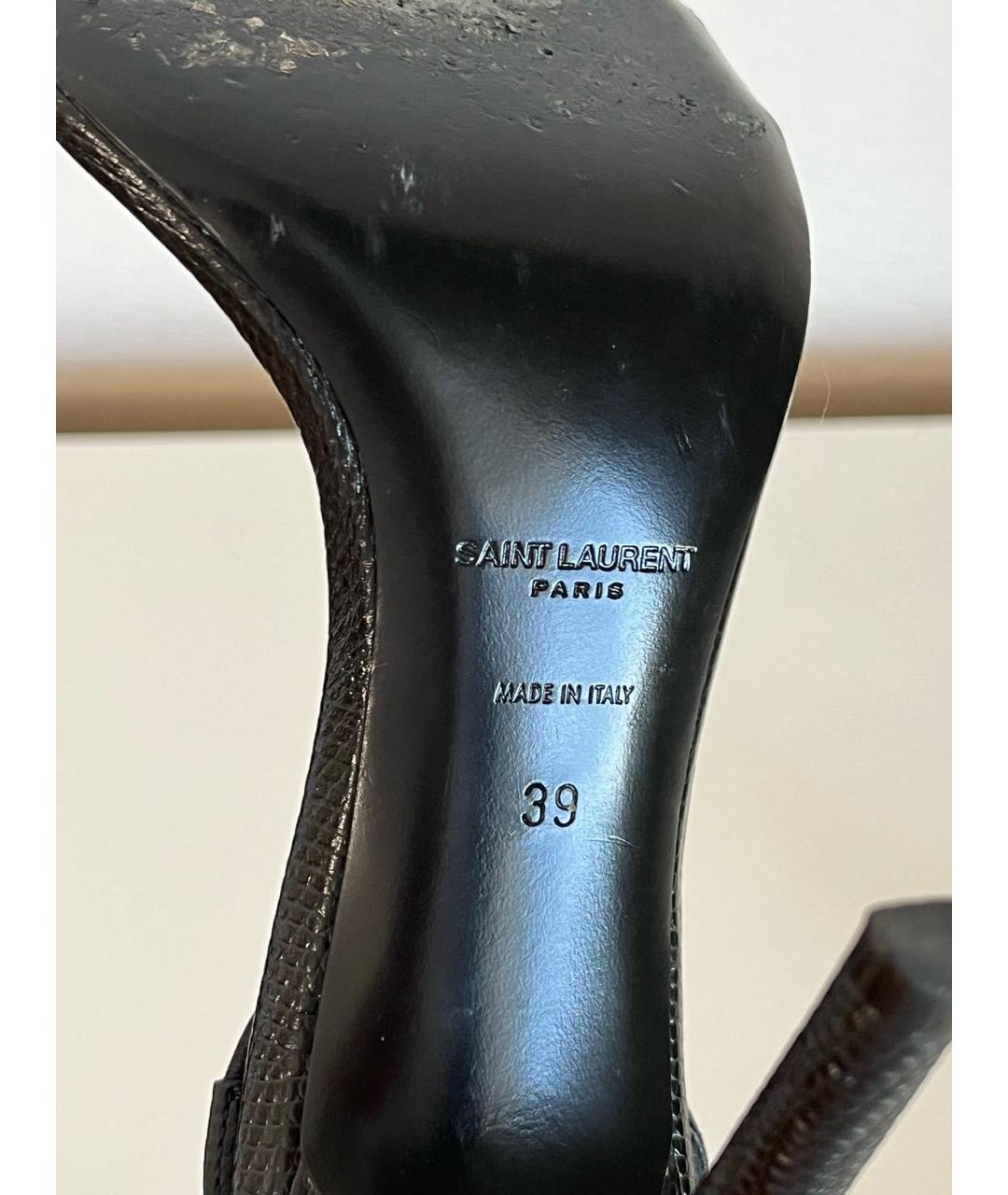 SAINT LAURENT Черные кожаные босоножки, фото 8