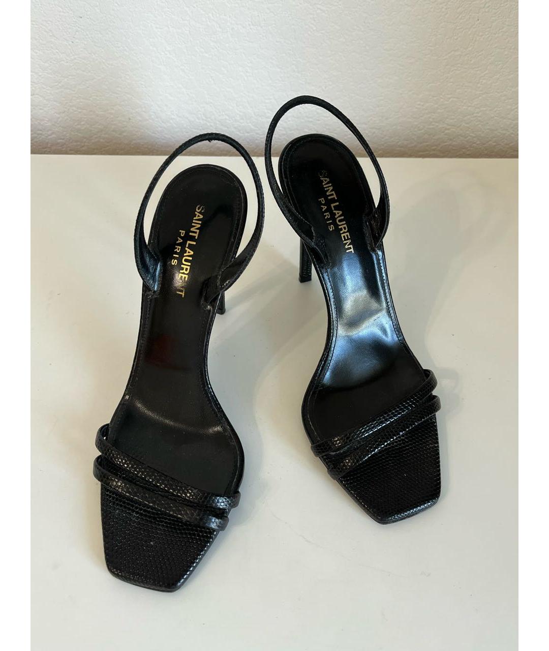 SAINT LAURENT Черные кожаные босоножки, фото 2