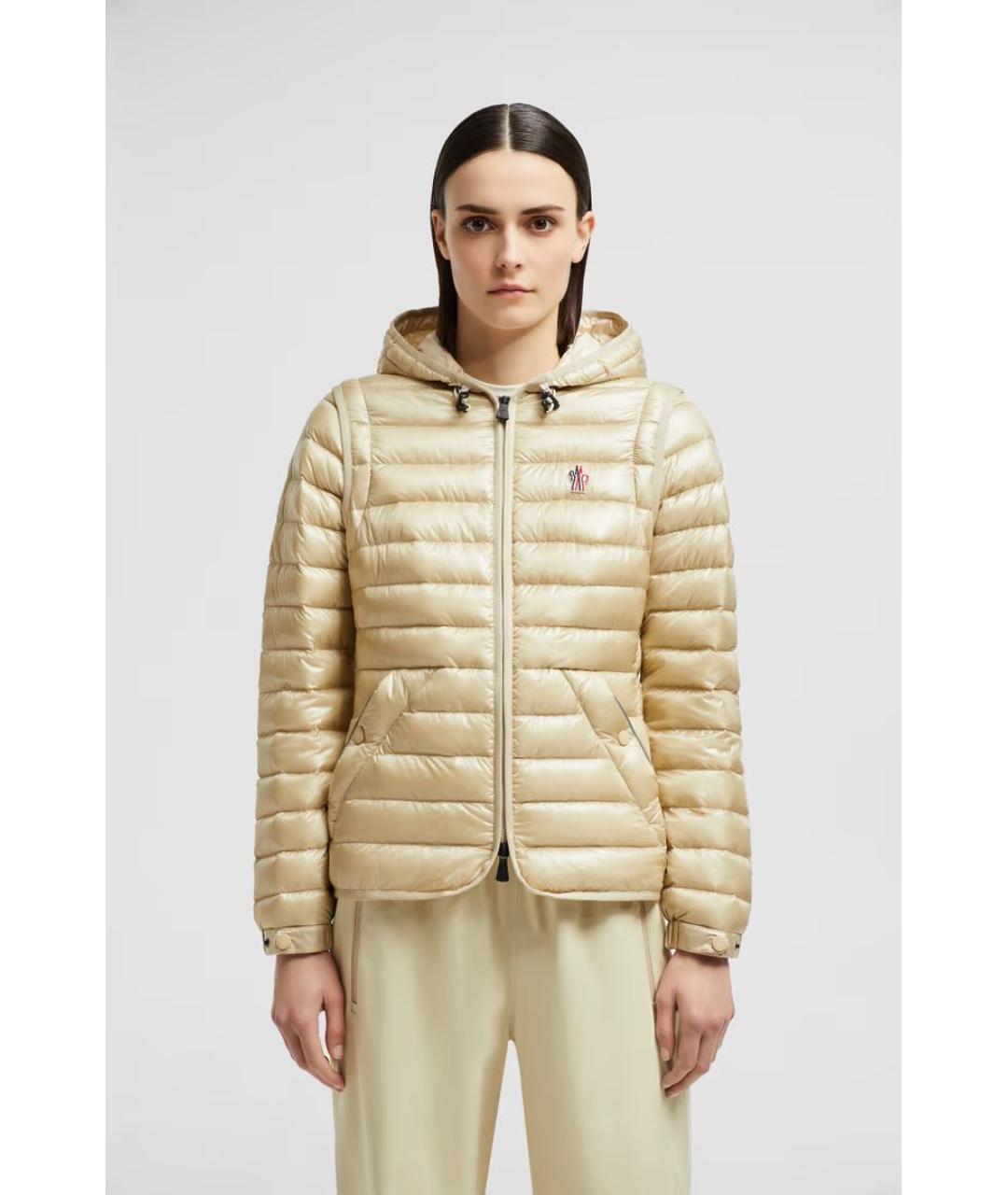 MONCLER GRENOBLE Бежевый синтетический пуховик, фото 2