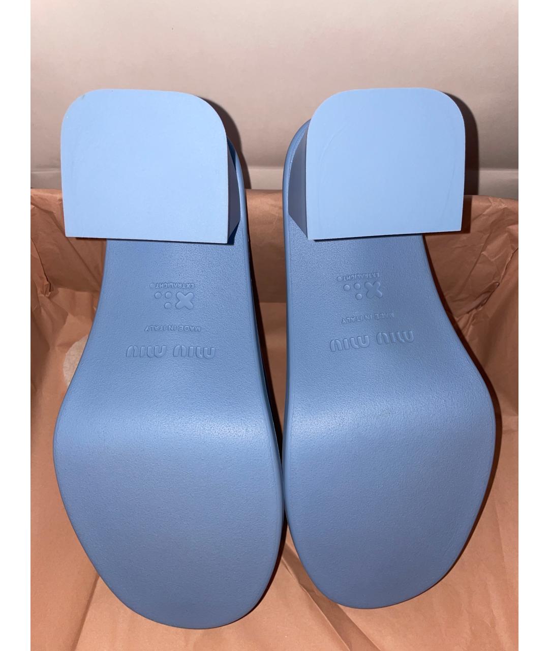 MIU MIU Голубые резиновые мюли, фото 6